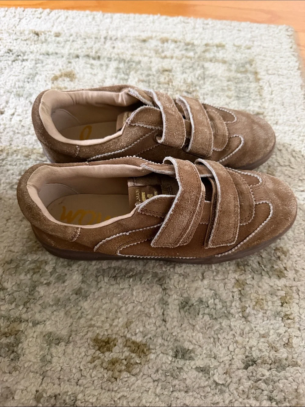 Sam Edelman Tan Suede Velcro Strap Sneakers